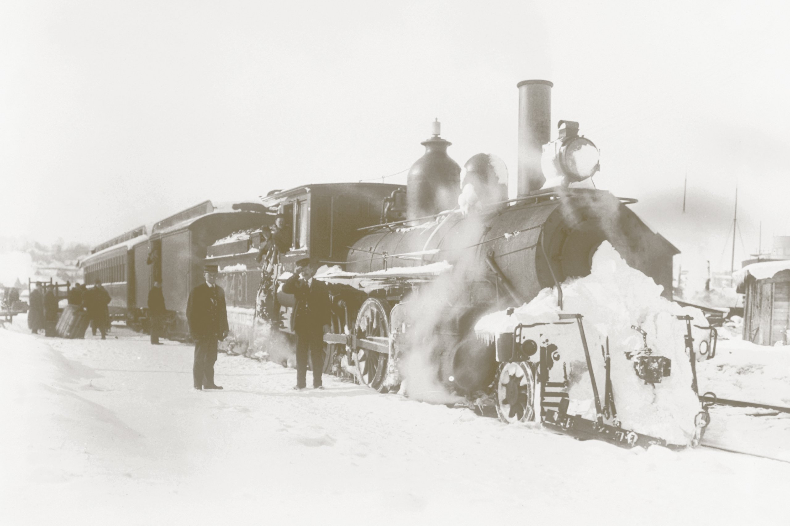 Steam locomotive in winter