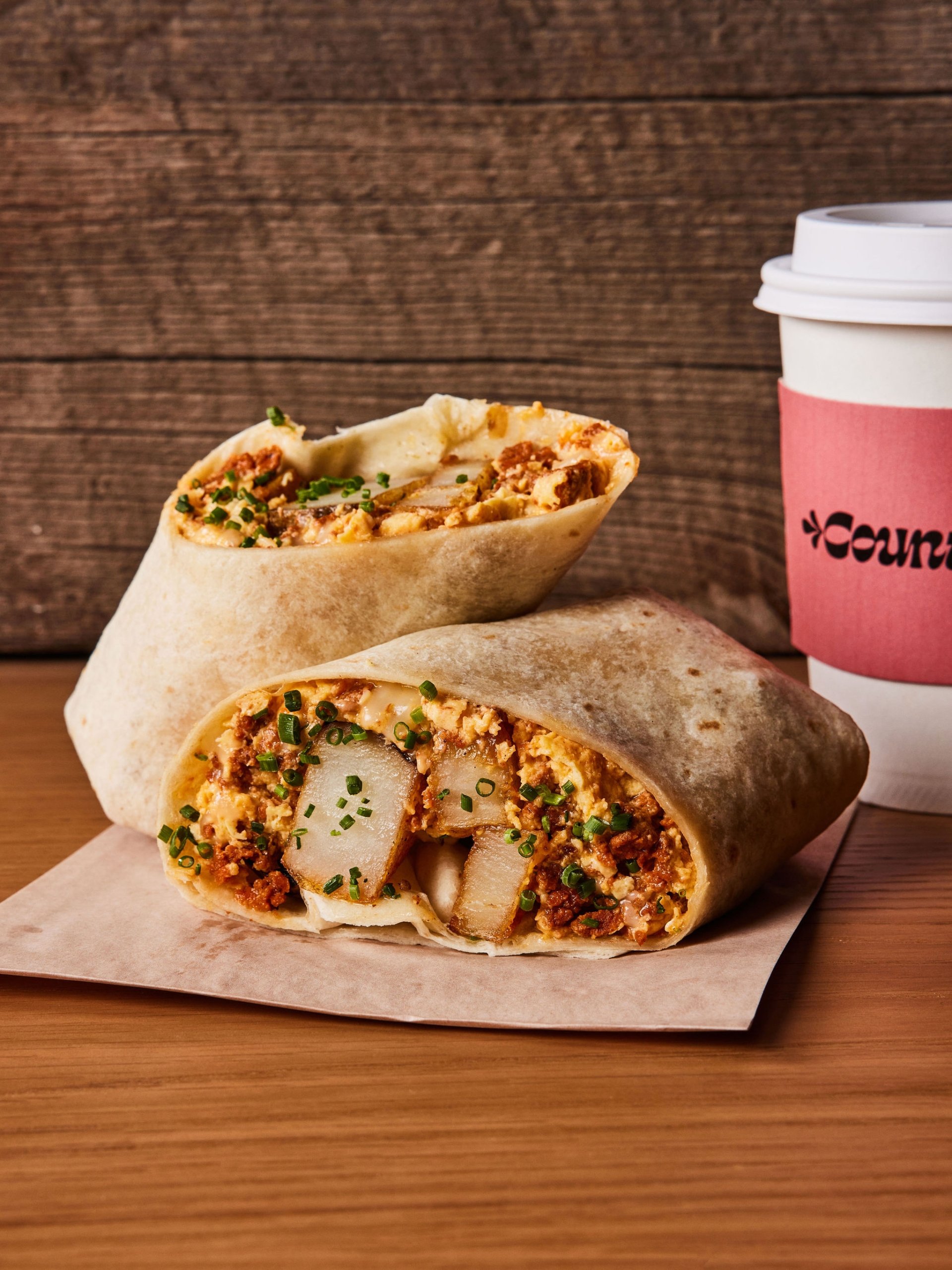 A breakfast wrap and to-go coffee from Counterpart at Asher Adams Hotel, Salt Lake City