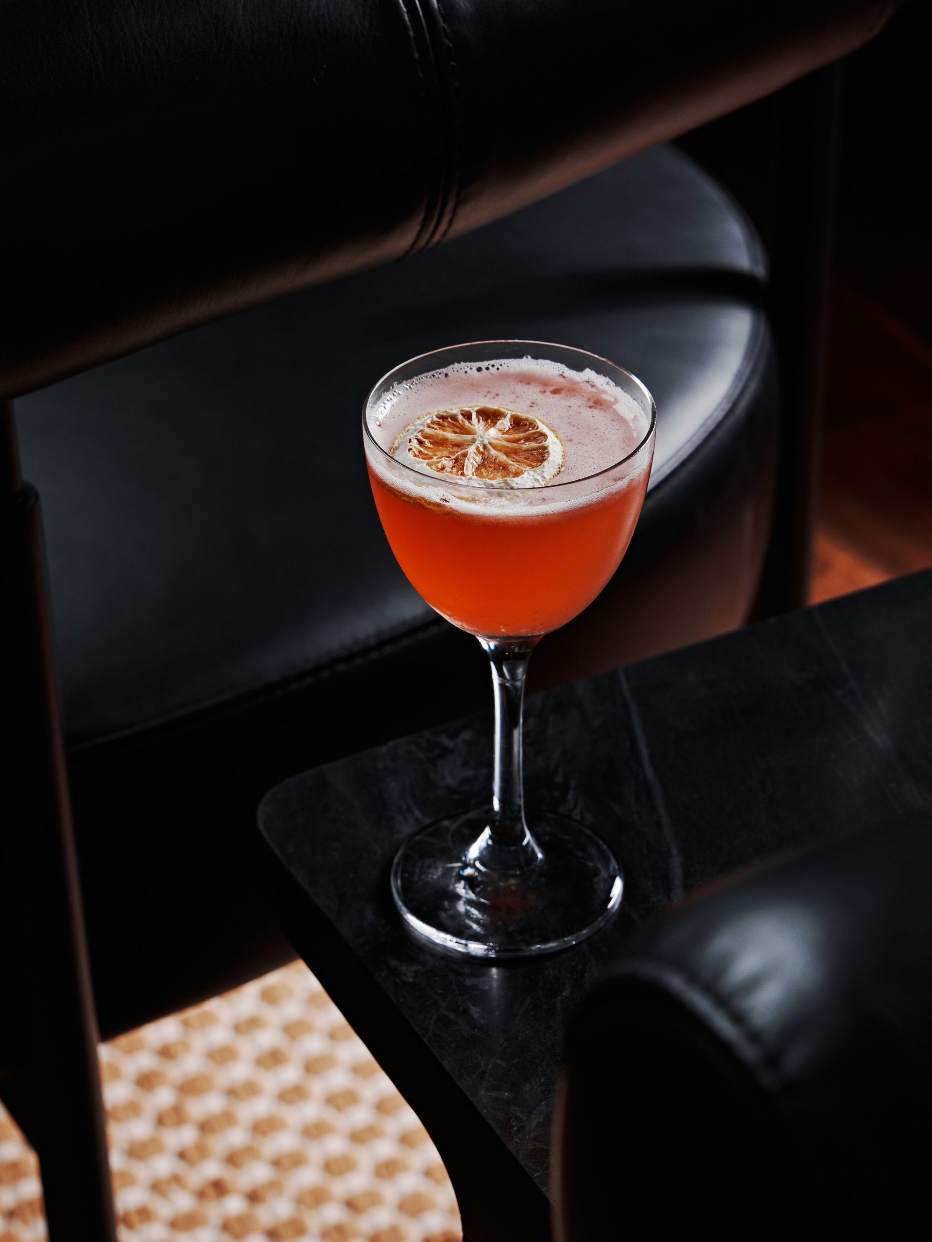 A pink cocktail in coupe glass at No. 119 at Asher Adams Hotel, Salt Lake City