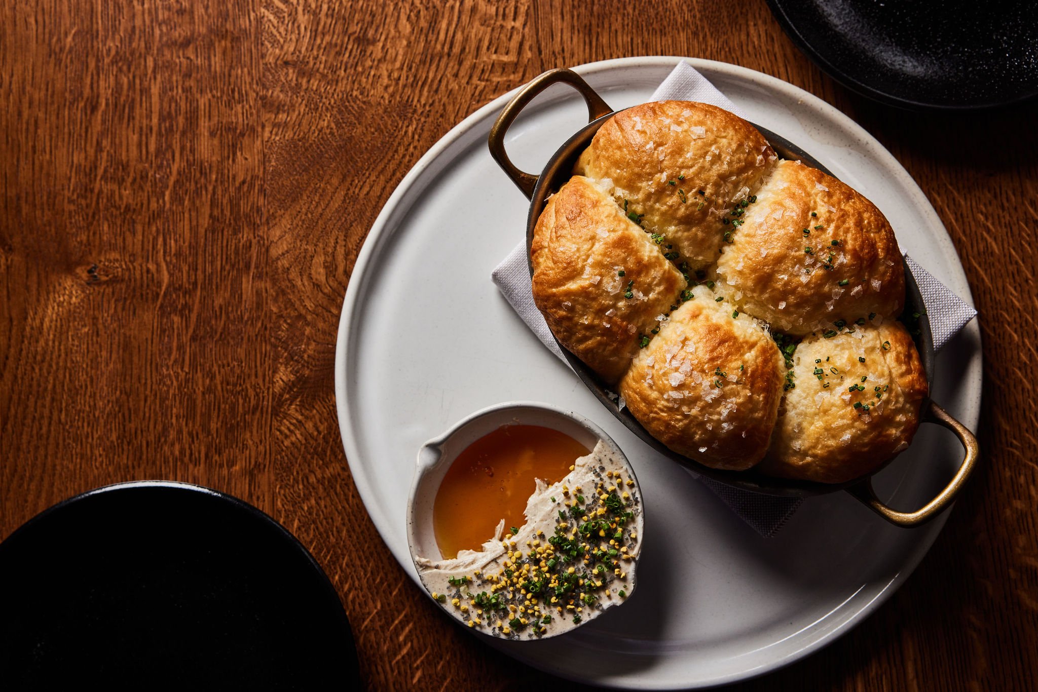 Garlic rolls and accompanying butter dish served at Rouser, restaurant at Asher Adams Hotel, Salt Lake City