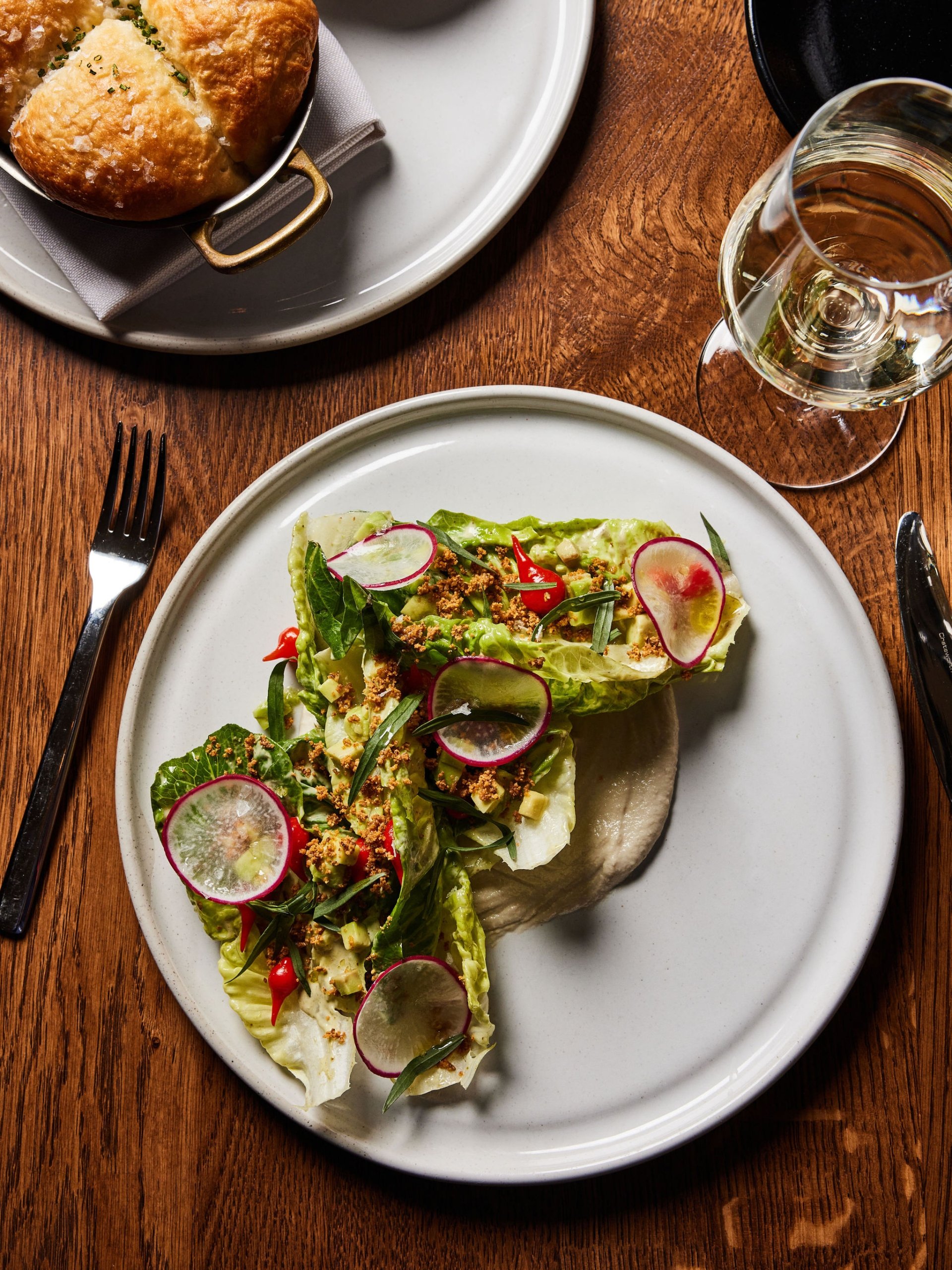 A salad dish served at Rouser, restaurant at Asher Adams Hotel, Salt Lake City