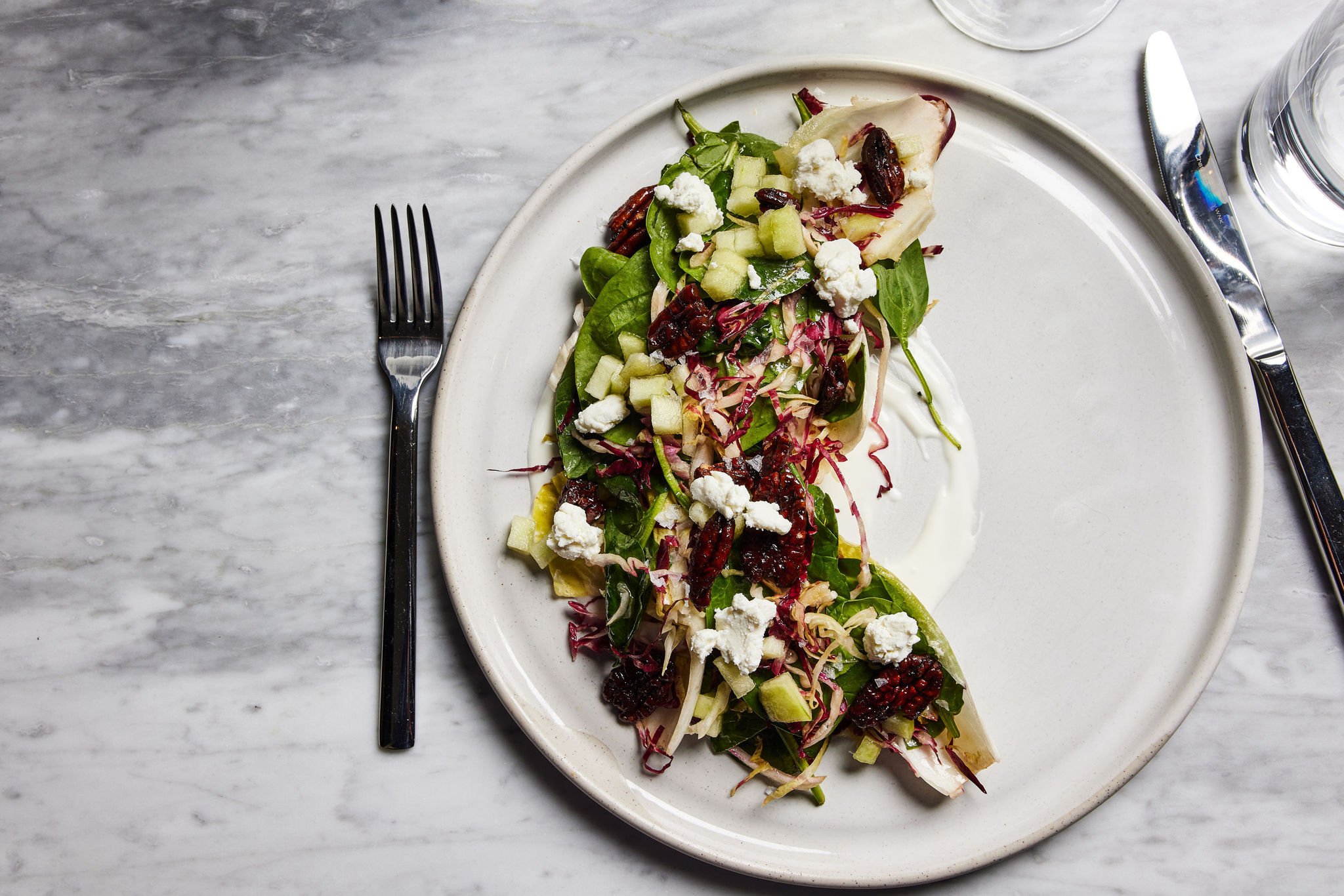 A salad dish of assorted greens served at Rouser, restaurant at Asher Adams Hotel, Salt Lake City