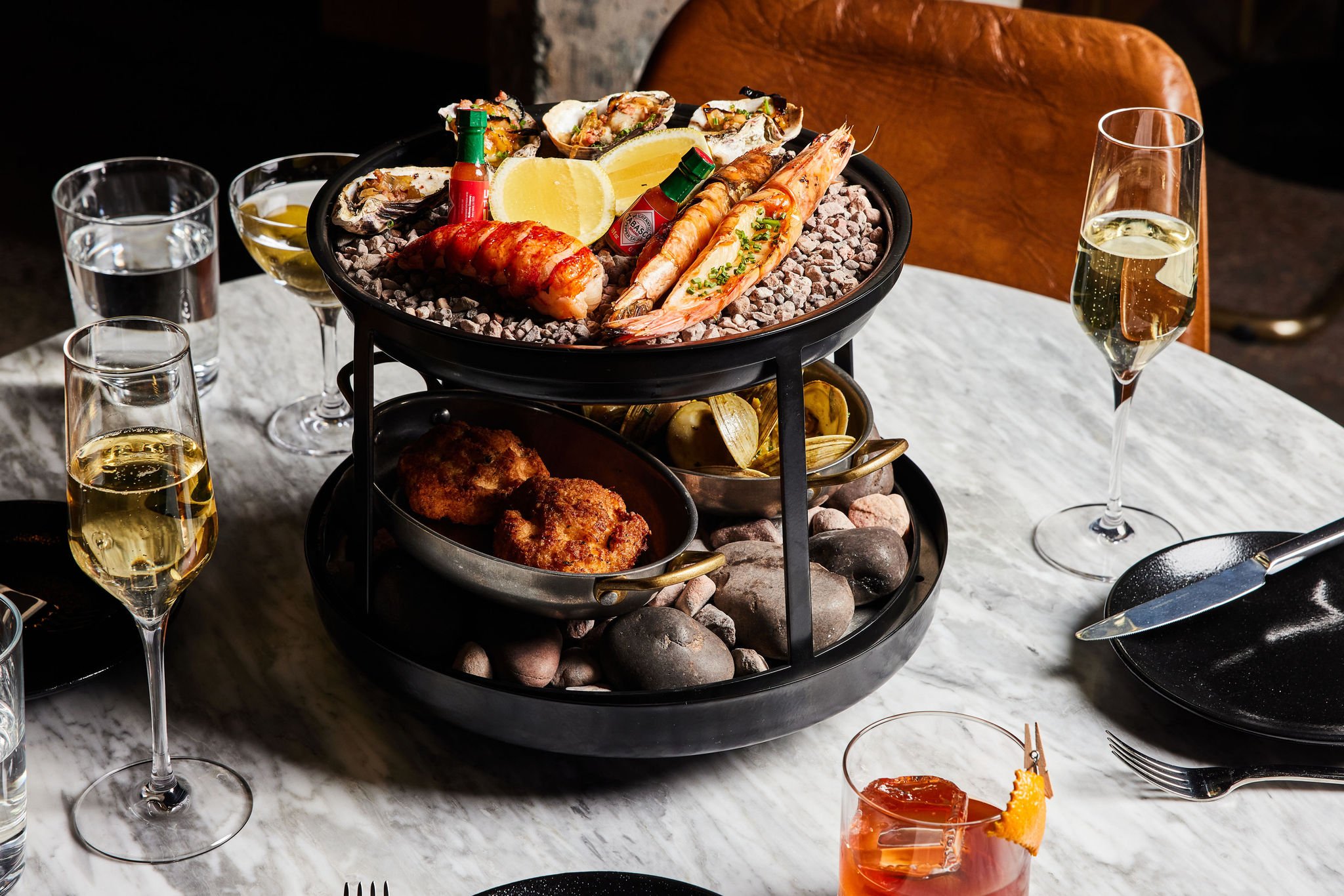 A seafood tower served at Rouser, restaurant at Asher Adams Hotel, Salt Lake City