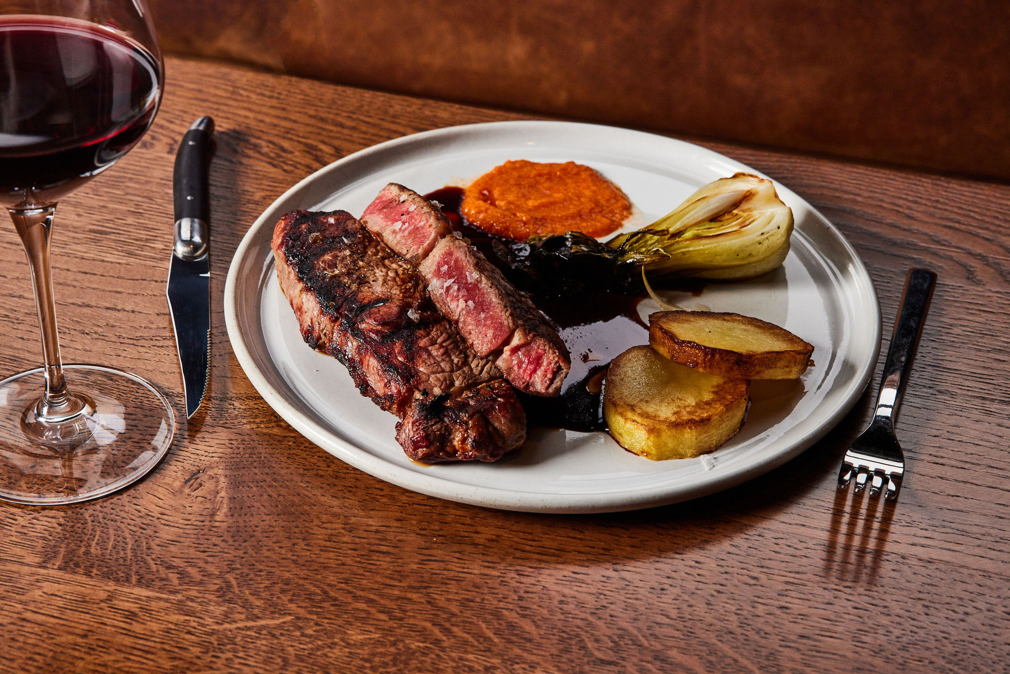 A steak dish served at Rouser, restaurant at Asher Adams Hotel, Salt Lake City