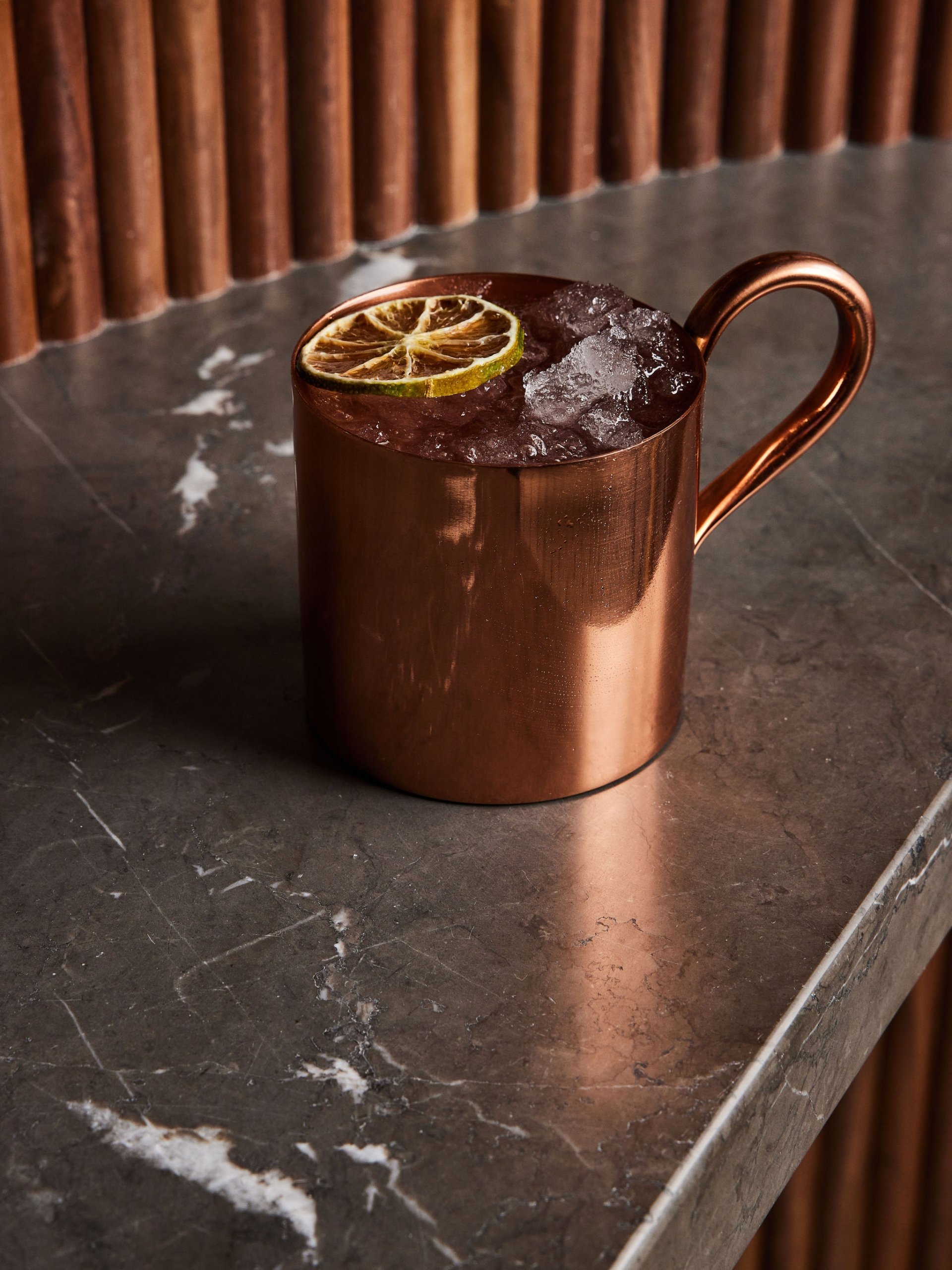 A Moscow mule cocktail in a copper mug at The Bar at Asher Adams, Salt Lake City