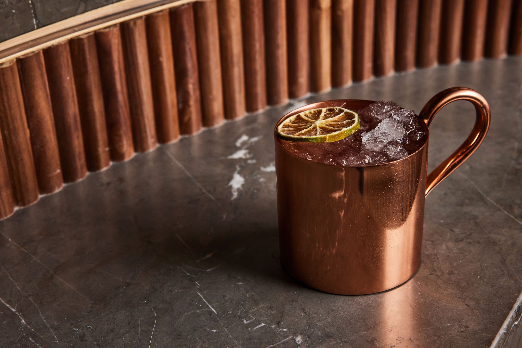 A Moscow mule cocktail in a copper mug at The Bar at Asher Adams, Salt Lake City