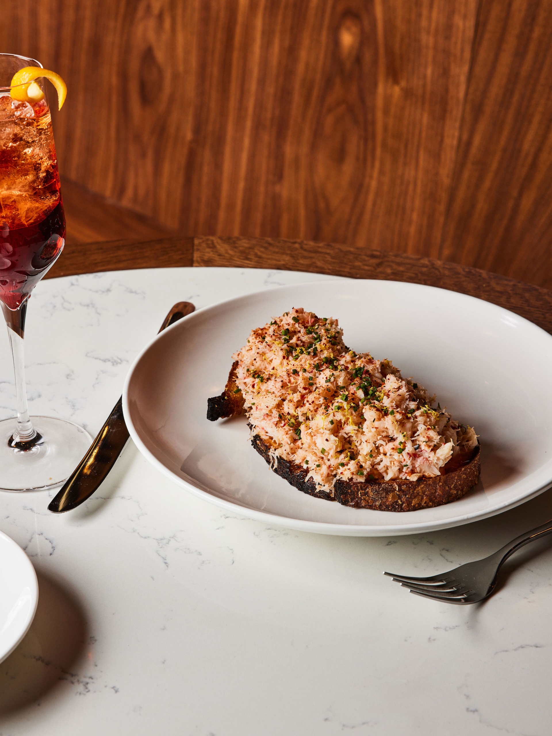 Toast with intricate toppings at The Bar at Asher Adams, Salt Lake City