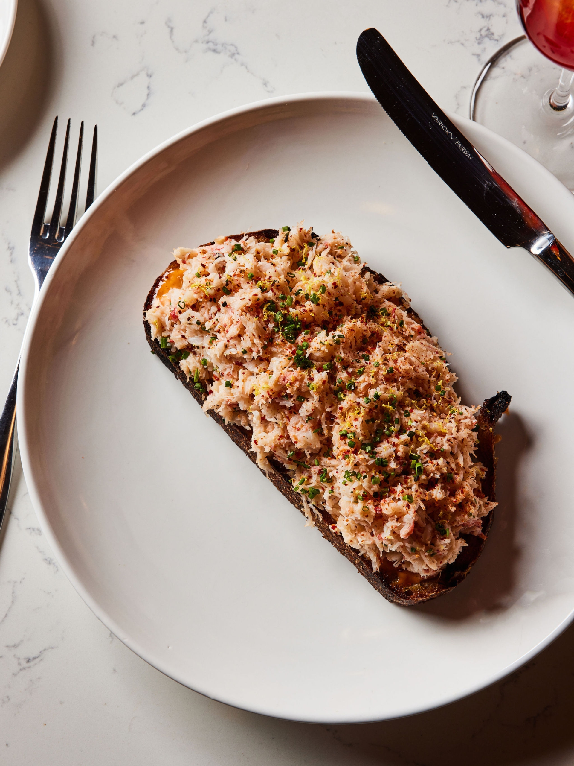 Toast with intricate toppings at The Bar at Asher Adams, Salt Lake City