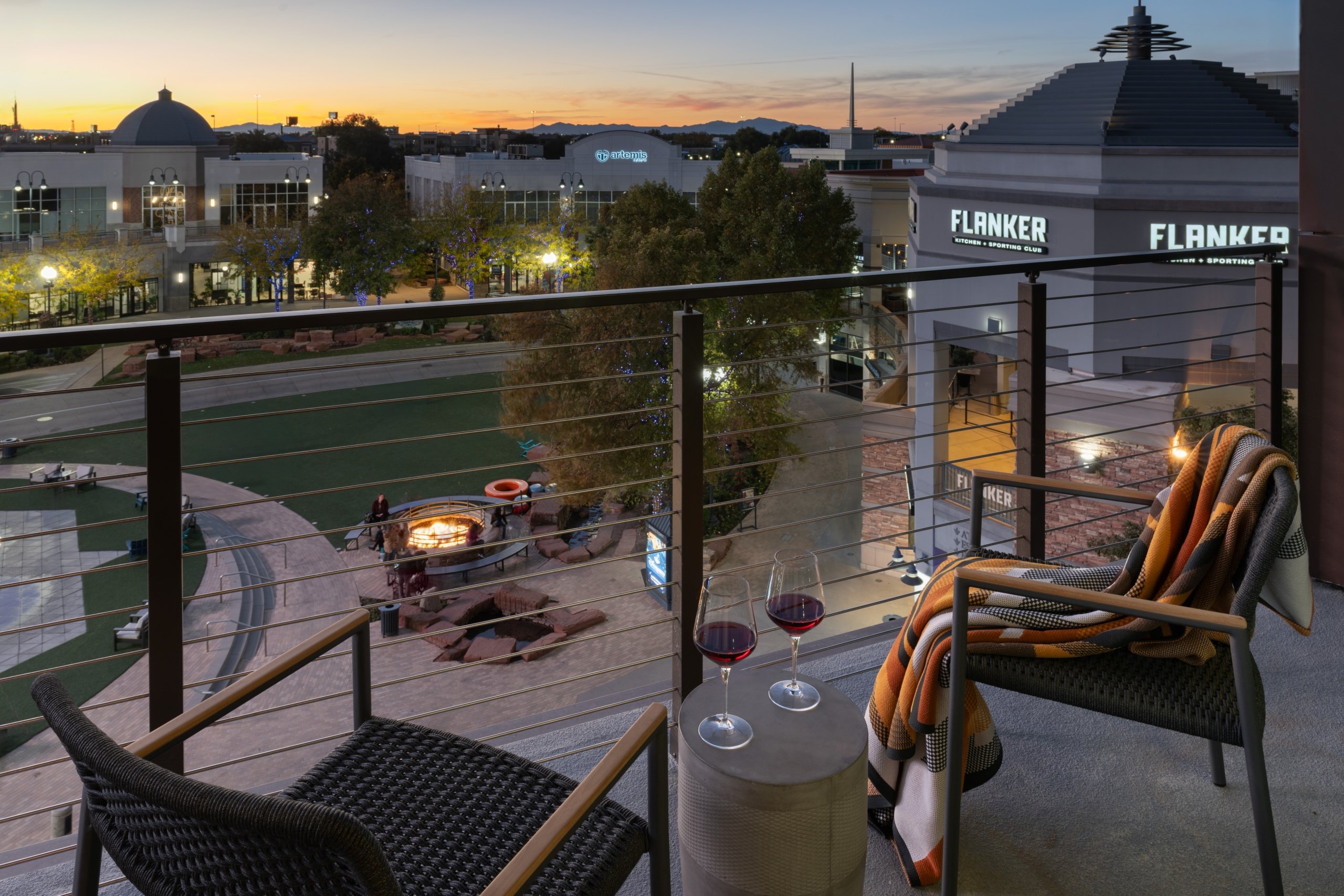 A hotel room balcony at Asher Adams Hotel in Salt Lake City