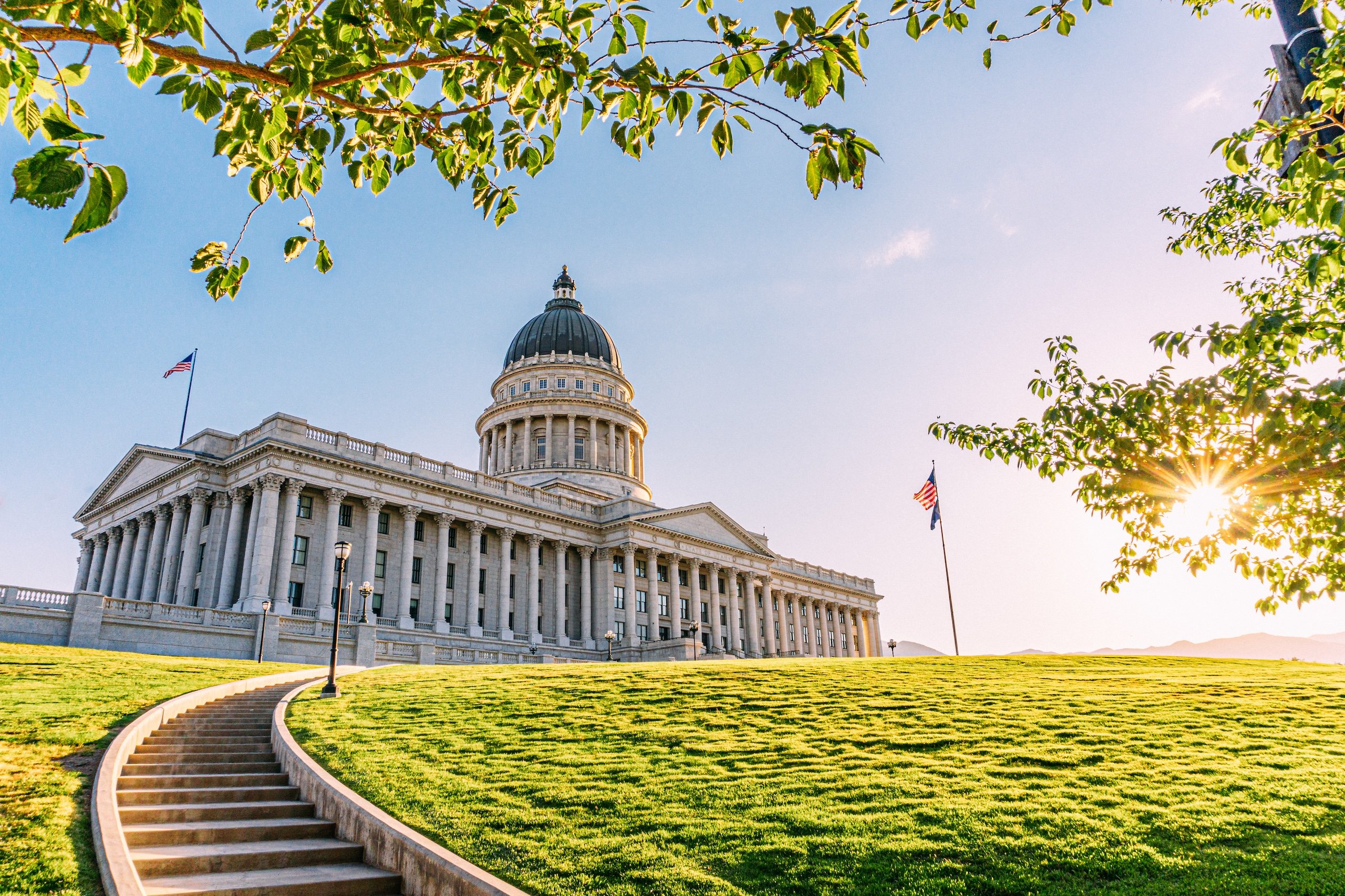 Exterior of the Utah State Capitol on a sunny day