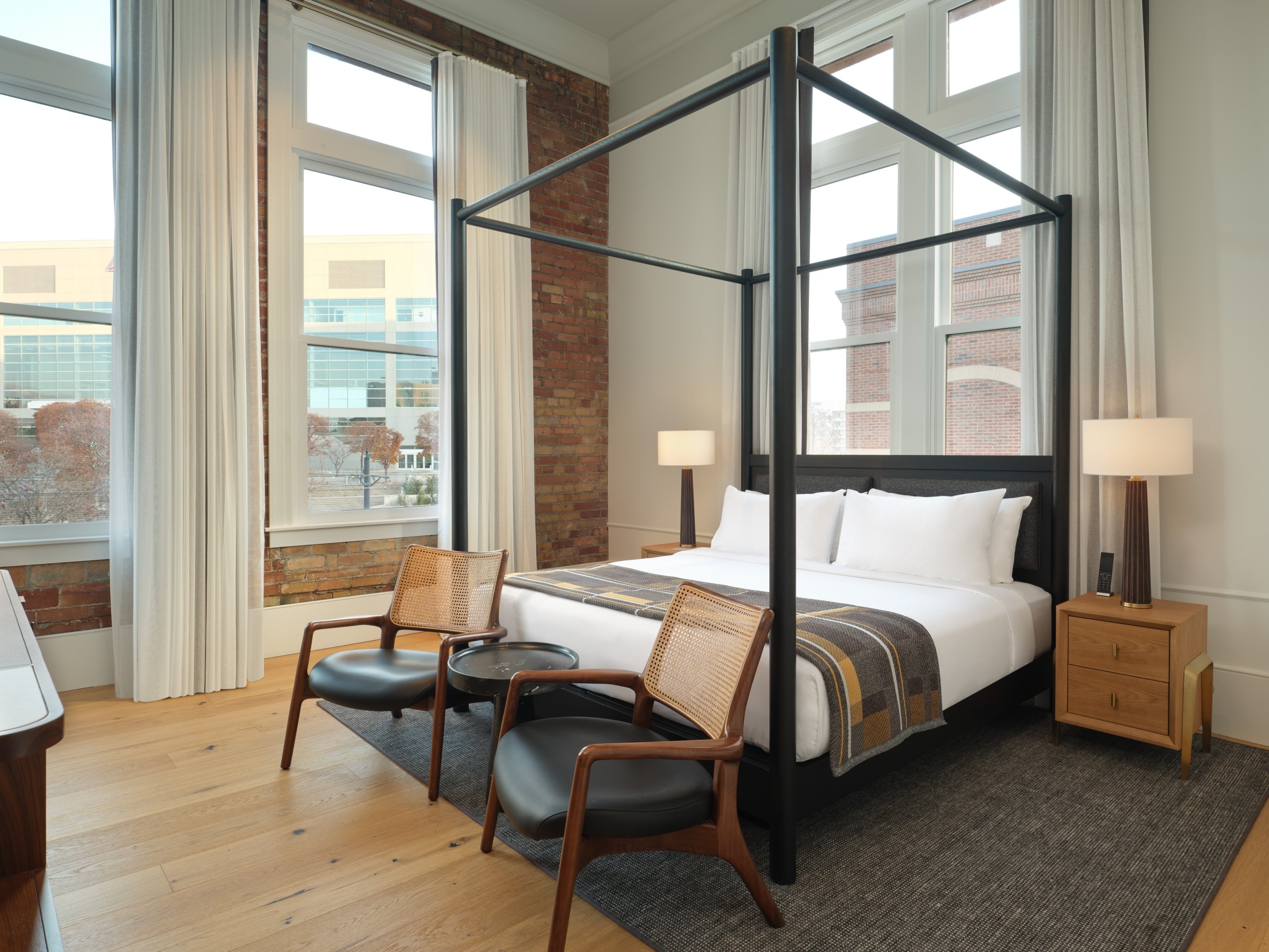 The four bed king bed in the Historic Asher suite at Asher Adams Hotel, Salt Lake City