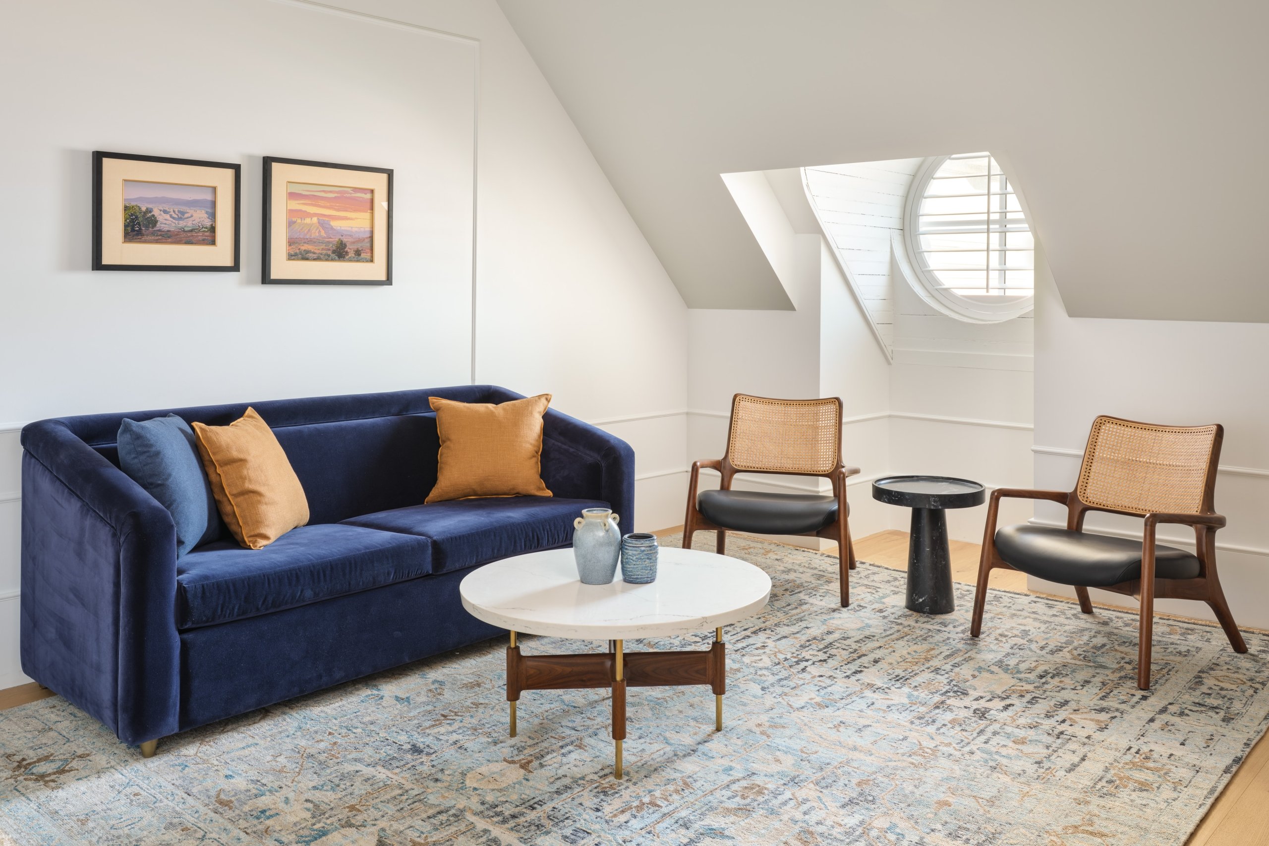 A modern sitting area in a suite at Asher Adams Hotel, Salt Lake City