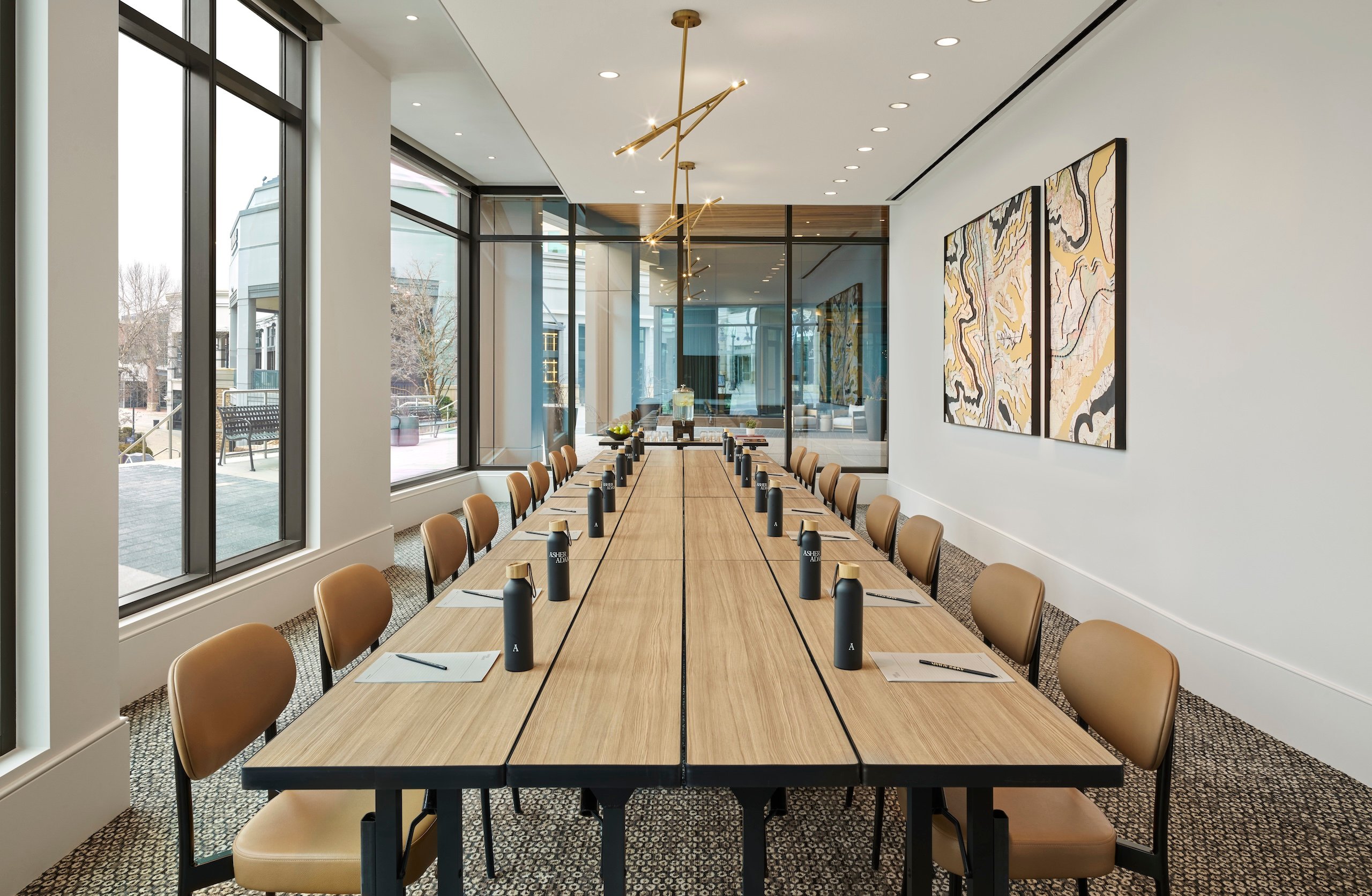 The boardroom table in the Desert Wind venue at Asher Adams Hotel, Salt Lake City