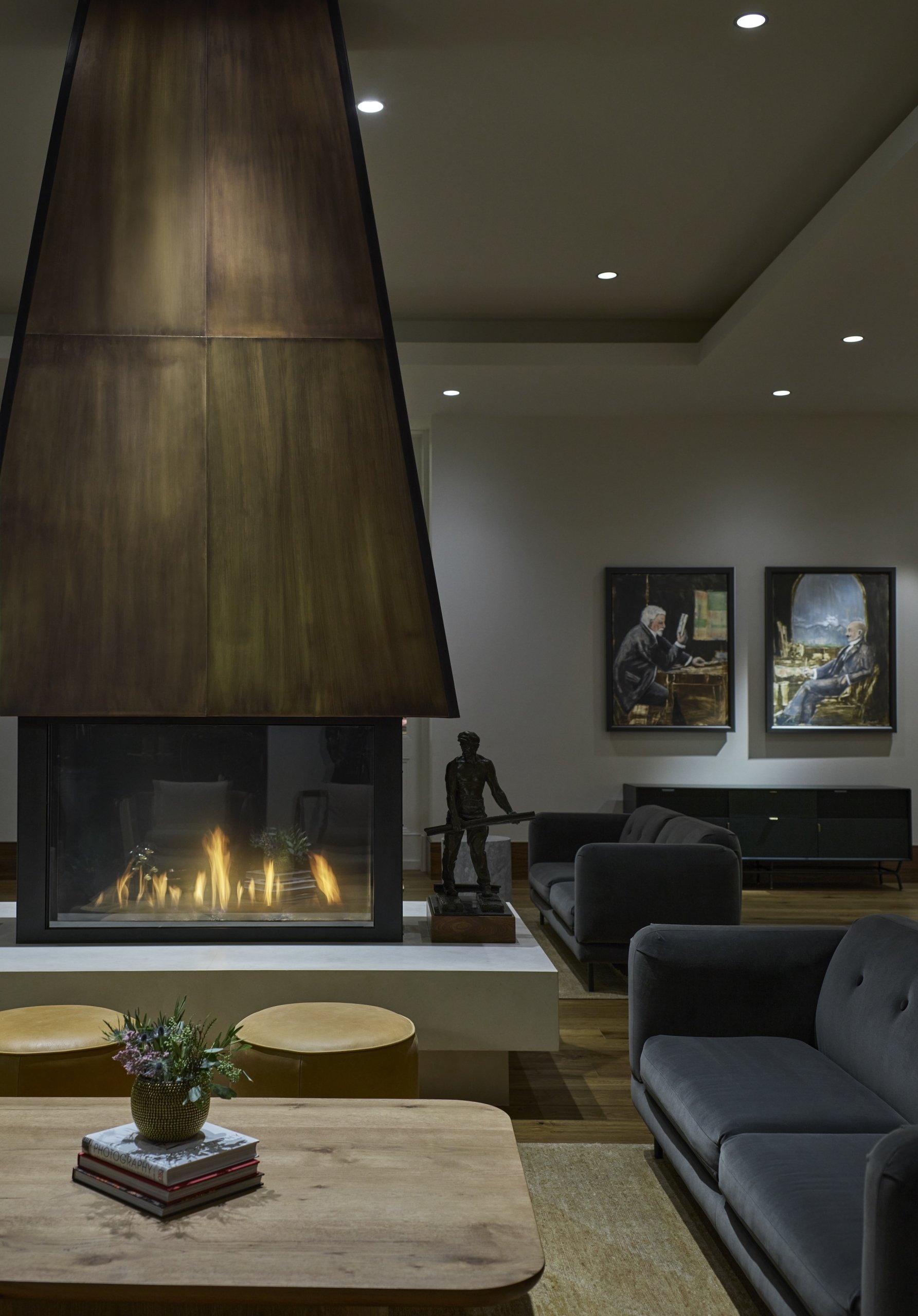 A seating area with fireplace at Asher Adams Hotel, Salt Lake City