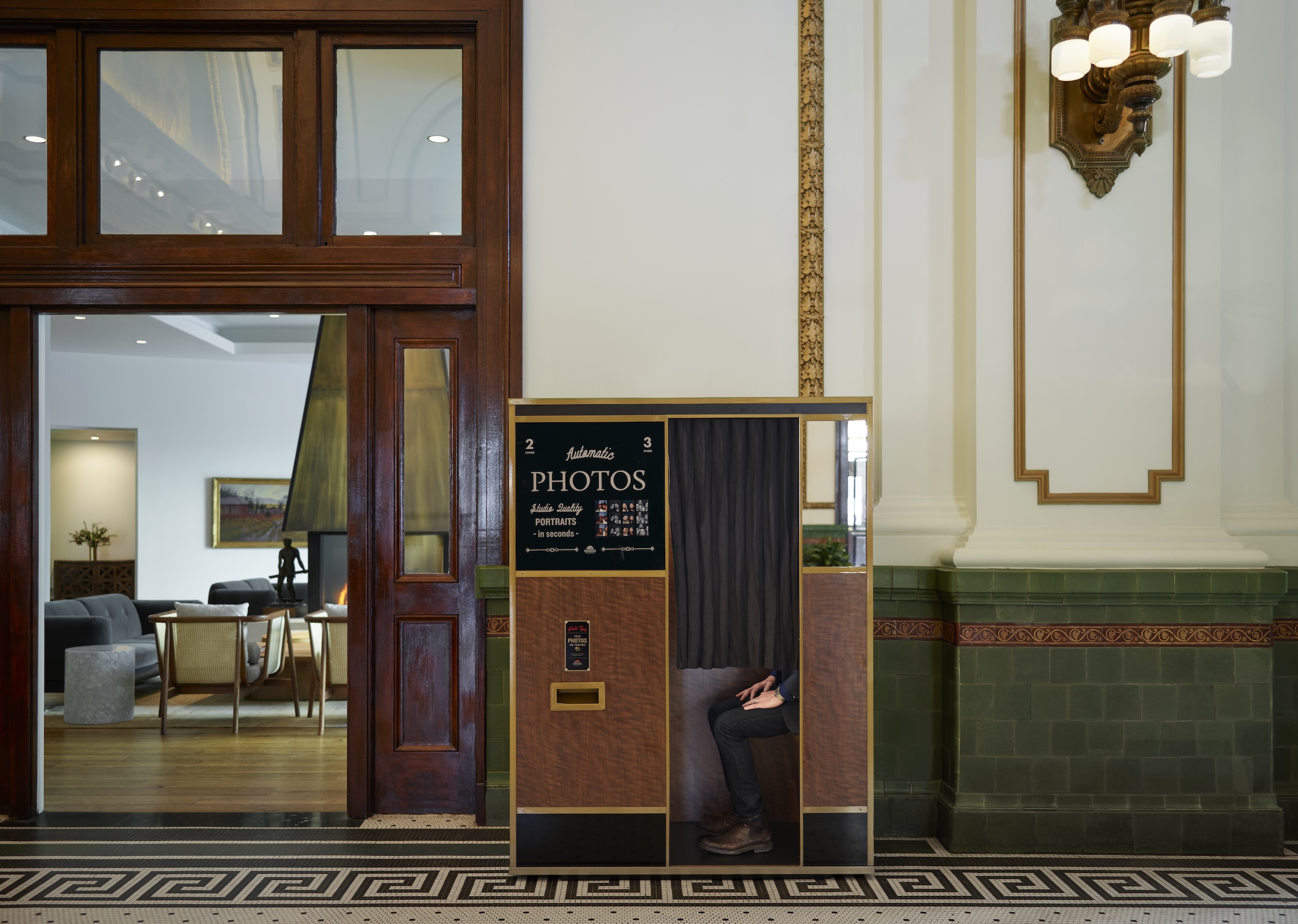 A photo booth in the lobby at Asher Adams Hotel, Salt Lake City