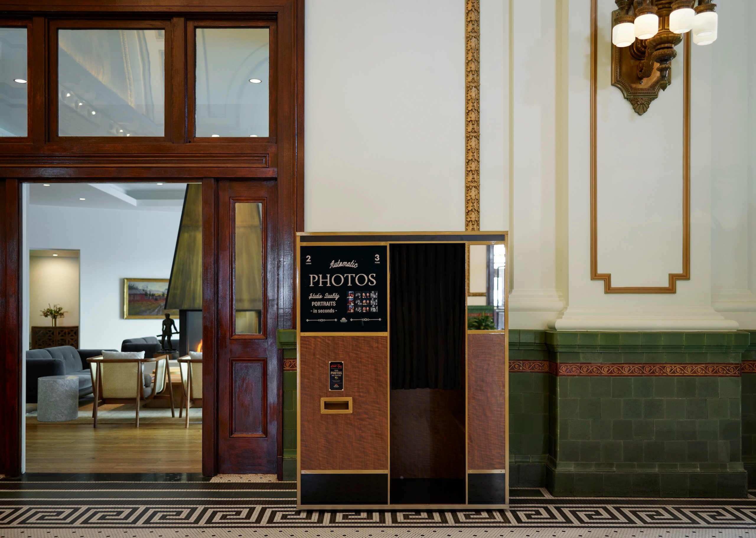 A photo booth in the lobby at Asher Adams Hotel, Salt Lake City