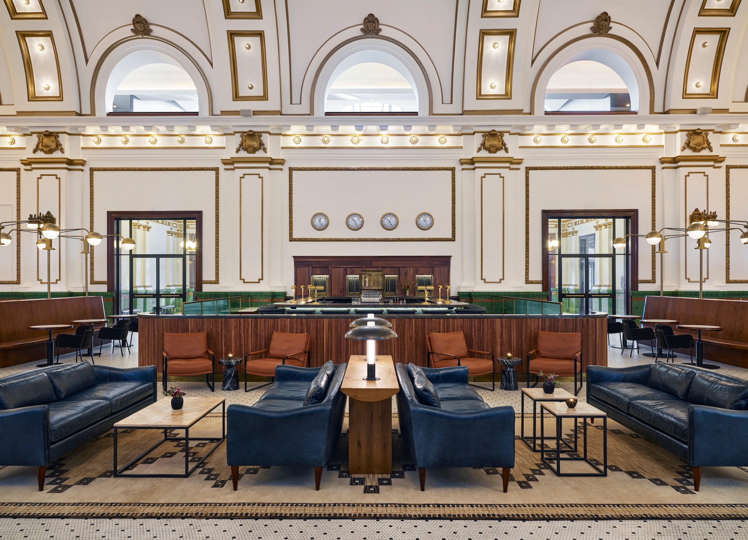 The lobby seating area of at Asher Adams Hotel in the old Union Pacific, Salt Lake City